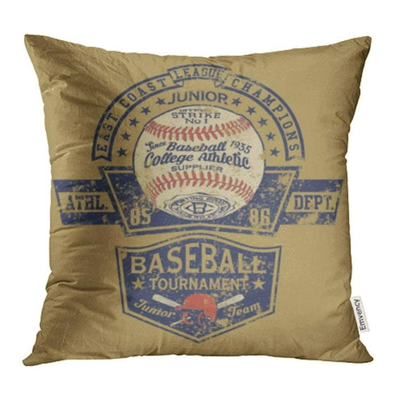 USART Varsity Vintage Baseball Artwork for Boy Sport Wear Grunge Effect in Separate Layer Pillowcase Cushion Cover 20x20 inch