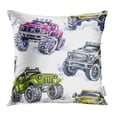 thumbnail image 1 of USART Watercolor Cartoon Monster Trucks Colorful Extreme Sports 4X4 Vehicle SUV Off Road Pillow Case Pillow Cover 16x16 inch Throw Pillow Covers, 1 of 1