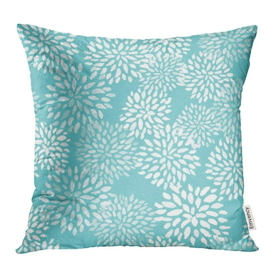 USART Watercolor Pom Teal Sunburst Pattern Blue Cute Abstract Floral Burst Balls Pillow Case Pillow Cover 16x16 inch Throw Pillow Covers
