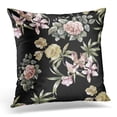 thumbnail image 1 of USART White Floral Watercolor Painting of Leaf and Flowers on Dark Black Vintage Throw Pillow Case Pillow Cover Sofa Home Decor 16x16 Inches, 1 of 1
