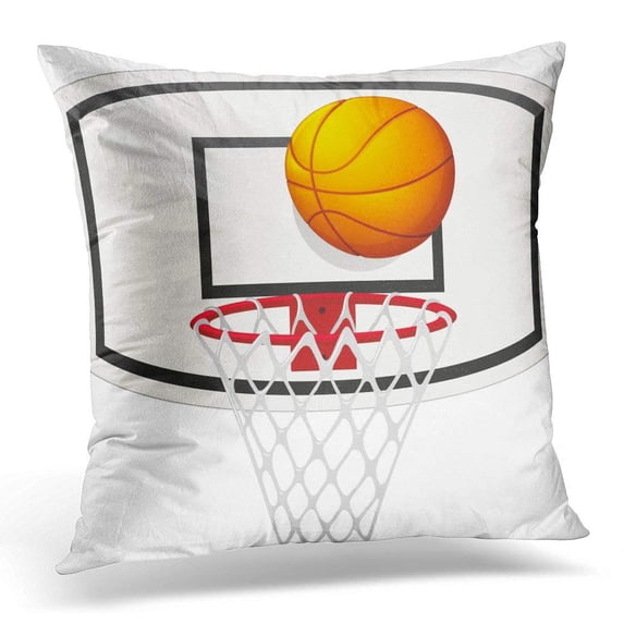 USART White Ring Basketball Net and Ball Clipart Pillow Case Pillow Cover 20x20 inch