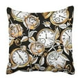 thumbnail image 1 of USART Yellow Watch with of Gold Vintage Pocket Watches and Rose Flowers on Black Pillowcase Cushion Cover 16x16 inch, 1 of 1