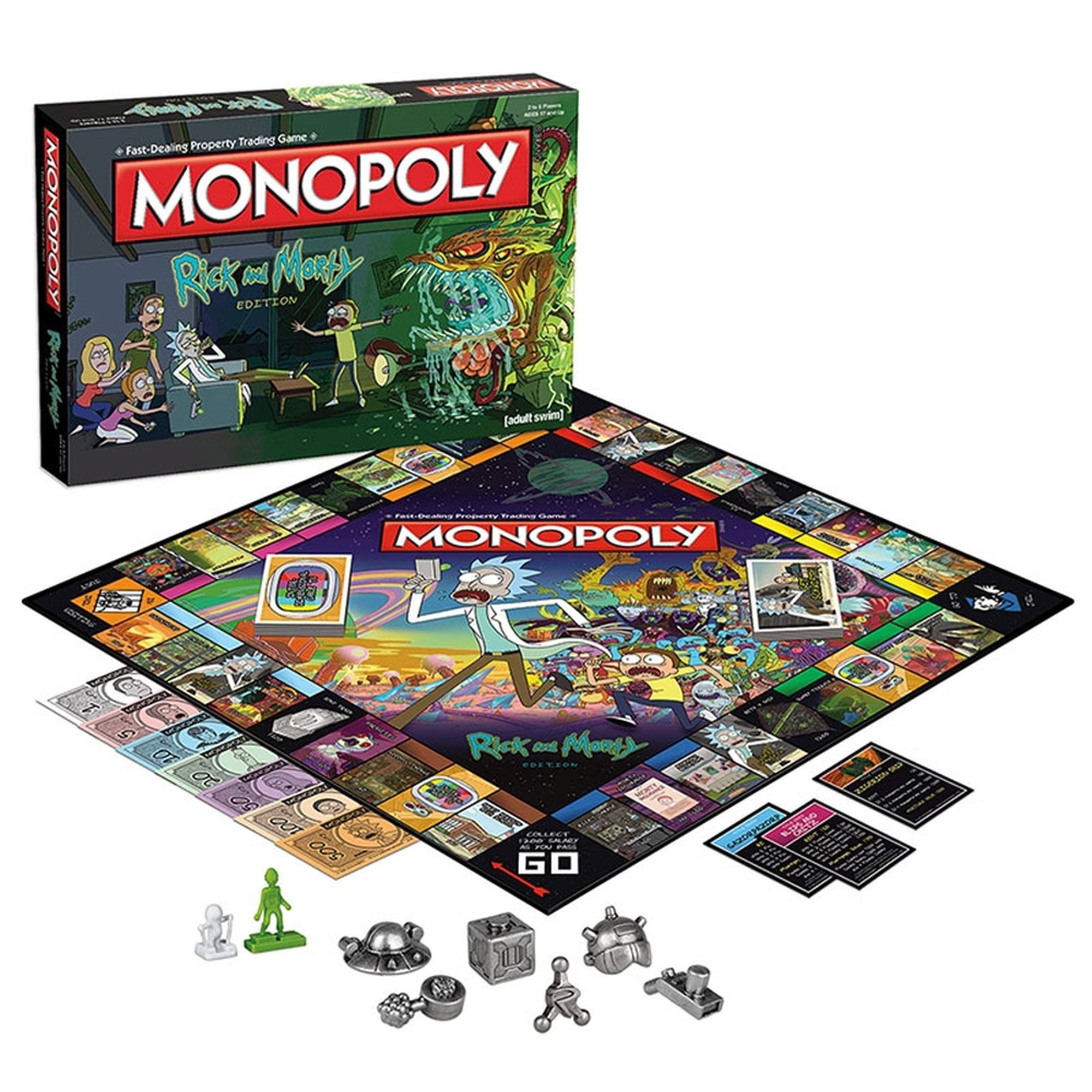 USAopoly Monopoly Rick & Morty Edition Board Game, 6 Collectible Tokens, Ages 17+