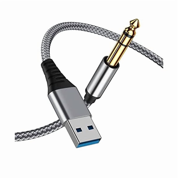 USB to 1/4 Male TRS Audio Stereo Cable, USB to 6.35mm Jack Audio Adapter Compatible with Laptop, Windows or PC, Amplifier, Speaker, Headphones - 6.6FT