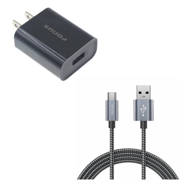 USB 18W Quick Home Charger w Charger Cord Type-C 6ft USB Cable Y1X for LG Stylo 4 Plus, Google Nexus 5X, G8 ThinQ, G Pad X II 10.1, 5 - Microsoft Surface Go (10") - Motorola One Zoom, Moto Z4