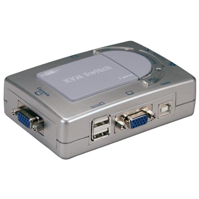 USB 2.0 2 Port KVM Compact Switch with Built-in 2Port Hub