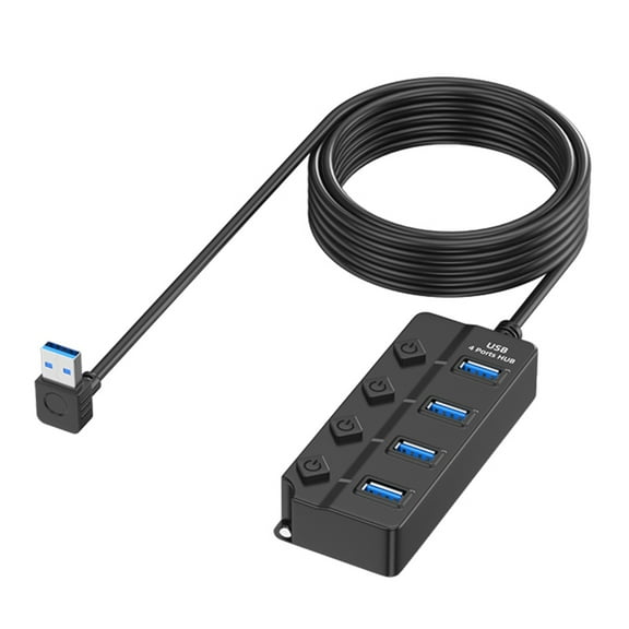 USB 2.0 Adapter Hub 4Port Fast Speed Adapter Individual Switches For Computer