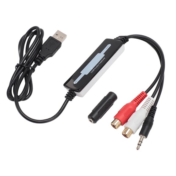 USB 2.0 Audio Capture Card, Cassette to MP3 Converter Adapter for Windows 10/8/7 and Mac OS, 3.5mm and RCA Input