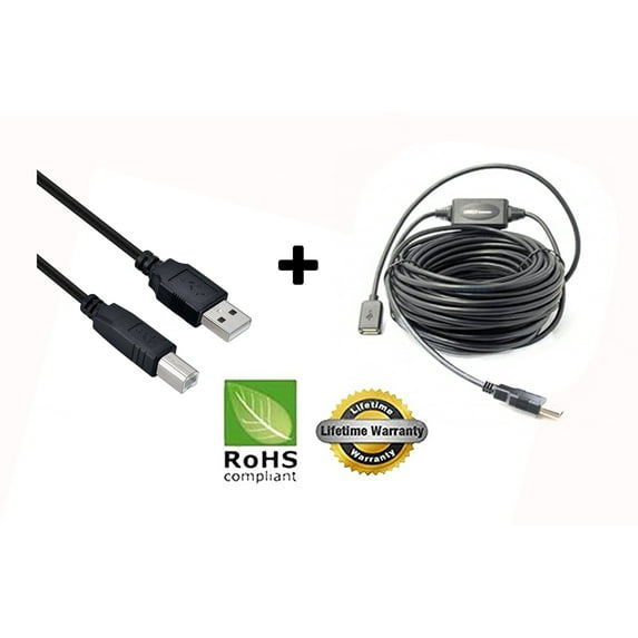 USB 2.0 Cable - A-Male to B-Male for Akai Advance Virtual Instrument Production Controller (Specific Models Only) - 10 FT/BLACK/30 FT Extension