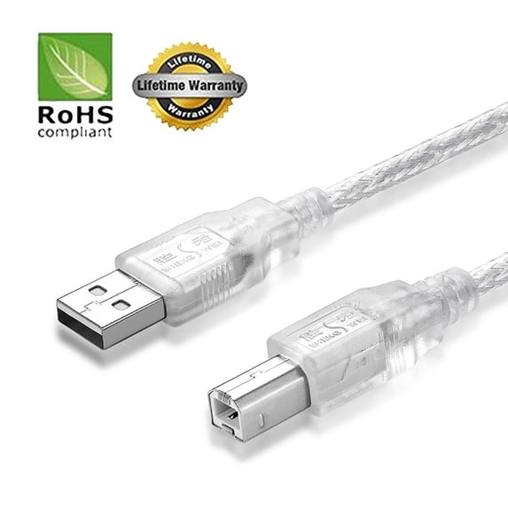 USB 2.0 Cable - A-Male to B-Male for Mixvibes Interface (Specific Models Only) - 6 FT/10 PACK/CLEAR