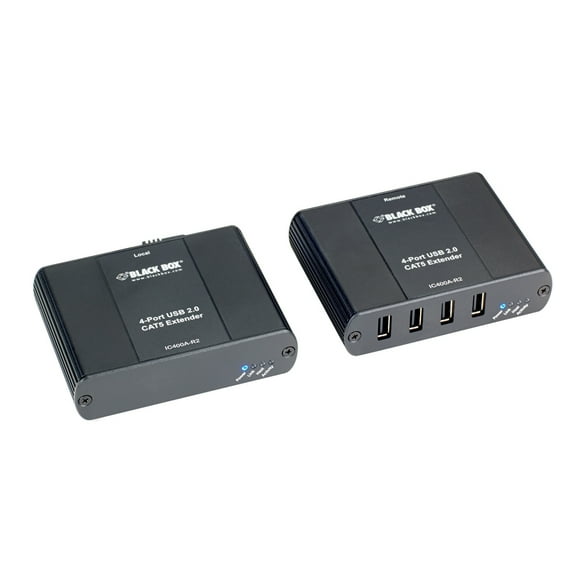 Black Box USB 2.0 Extender 4 Port CATx - 2 x Network (RJ-45) - 4 x USB - 328.08 ft
