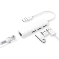 thumbnail image 1 of USB 2.0 to Ethernet Adapter,3-Port USB 2.0 Hub with RJ45 10/100/1000 Gigabit Ethernet Adapter Support Windows 10,8.1,Mac OS, Surface Pro,Linux,Chromebook and More (White), 1 of 7