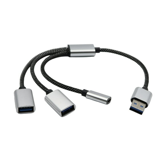 USB 2.0 Extension Cable, 1 to 3 Multiports Adapter with USB C Port for Data Transfer and Charging Cord Flexible Cable