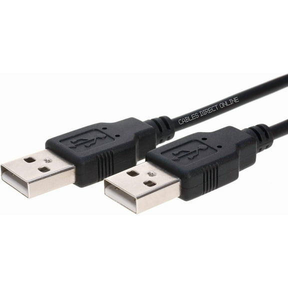 USB 2.0 Cable A Male to A Male, High-Speed Cord, 10FT USB Data Transfer & Charging Lead, Compatible with PC, Laptop, Printer, Keyboard, Mouse, Console, HDTV, Camera, Hub - Black