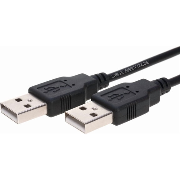 USB 2.0 Cable A Male to A Male, High-Speed Cord, 15FT USB Data Transfer & Charging Lead, Compatible with PC, Laptop, Printer, Keyboard, Mouse, Console, HDTV, Camera, Hub, Black, 5-Pack, Cables Direct
