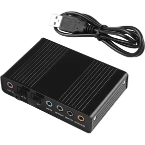 USB 2.0 External Sound Card 6 Channel 5.1 Surround Optical S/PDIF Audio Sound Card Adapter for PC Laptop Recording Compatible with Windows 10/8 / 7/ XP