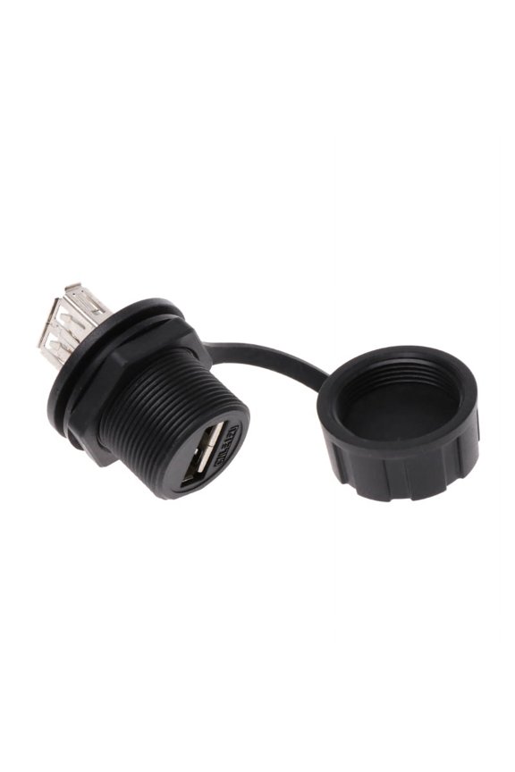 USB 2.0 Female Panel Pass Connector Mount Socket Plug Waterproof IP67 With Cap