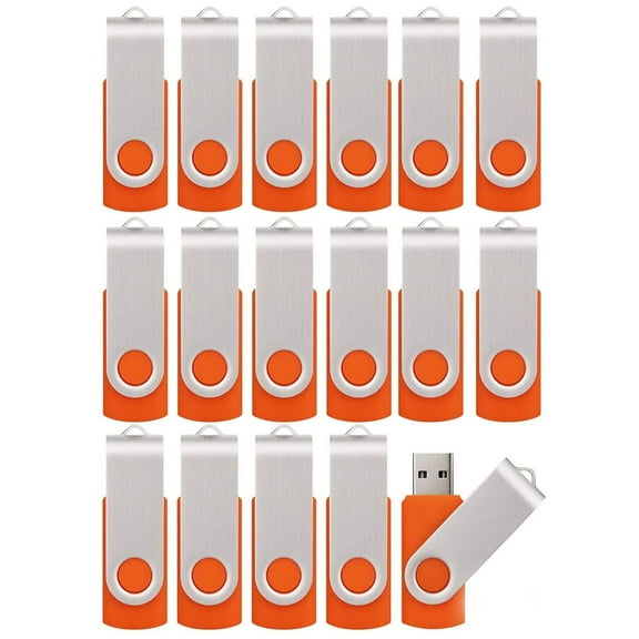 USB 2.0 Flash Drive 8GB Thumb Drive Loose 20 Orange Memory Stick Pen Drive Rotating Design (8GB * 20 Pack Orange)
