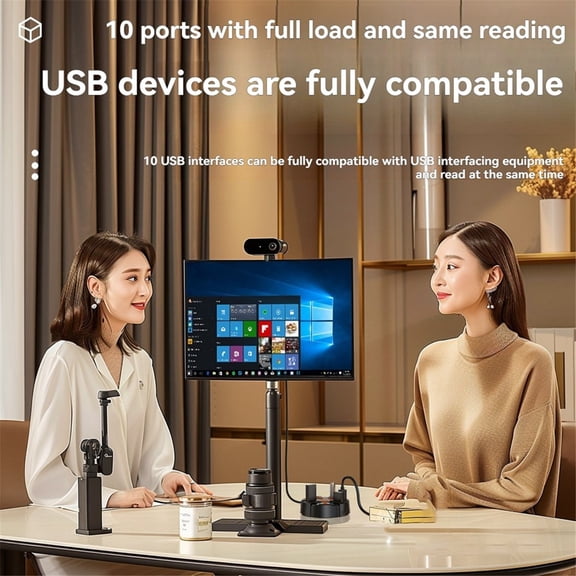 USB 2.0 Hub Multi Splitter Adapter 5Gbps High Speed USB Splitter Power Adapter Multiple Expander for PC Laptop, 10 Ports