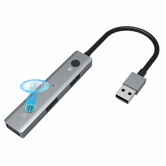 USB 2.0 Hub with AI Voice Tools: USB Multiport Adapter - Voice Transcription - Translation - Speech to Text Device
