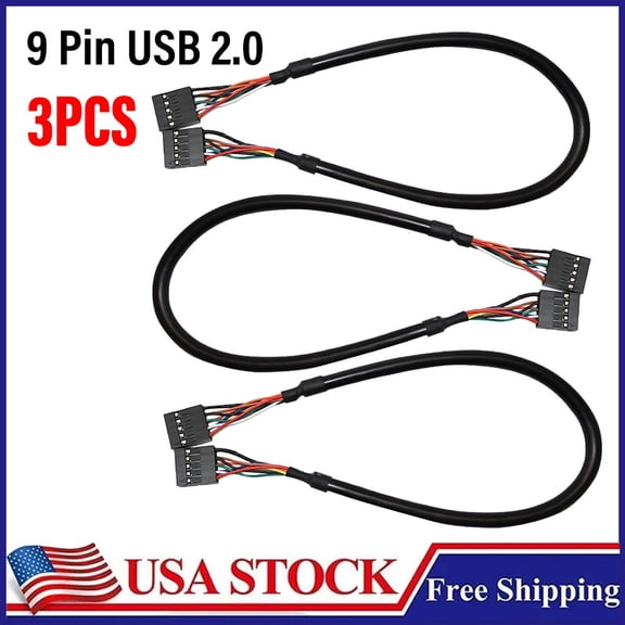 USB 2.0 Internal Motherboard Header Cable USB 9pin Female to Female 20in 3PCS
