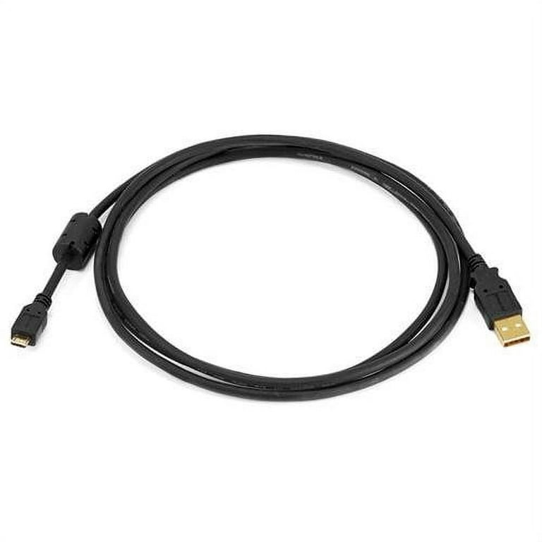 USB 2.0 A Male To Micro B Male 5-Pin Gold-Plated Cable - 3Feet Black