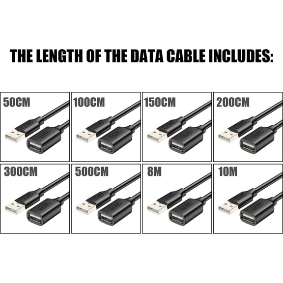 USB 2.0 Male to Female Extension Cable for 480Mbps Fast Data Transfer and Charging for Computers and Mobile Power