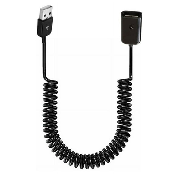 USB 2.0 Male to Female Spiral Coiled Adapter Cable 1M/3.2Ft Spring Telescopic Extension Wire Cord for Charging