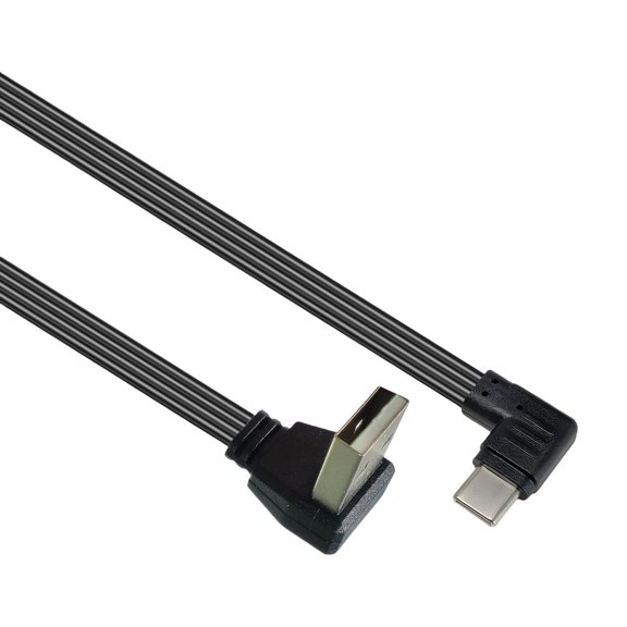 USB 2.0 Male to USB C Data Cord Wire Straight Head/90 Degree Bend Flat Cable for Tablet Phones 480Mbps Data Transfer