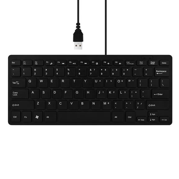 USB 2.0 Mini Multimedia Wired Keyboard | 78 Keys Compact Design for Laptop & PC | Slim & Lightweight (11.2x4.72x0.78in) | Plug & Play | White