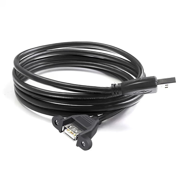 USB 2.0 Panel Mount Extension Cable with Fixing Ear , Male to Female Charging Cord Wire Support 480Mbps Data Transfer