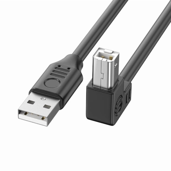 USB 2.0 Printer Cable Type A Male to B Male Scanner Cord High Speed 480Mbps 90Degree Elbow for Offices and Home Use