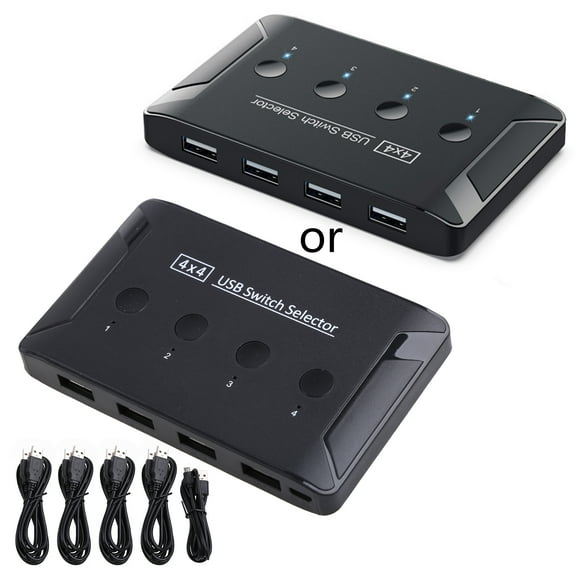 USB 2.0 Selector 4 Computers Sharing 4 USB Devices Switcher KVM Adapter Hub for Printer Scanner Keyboard