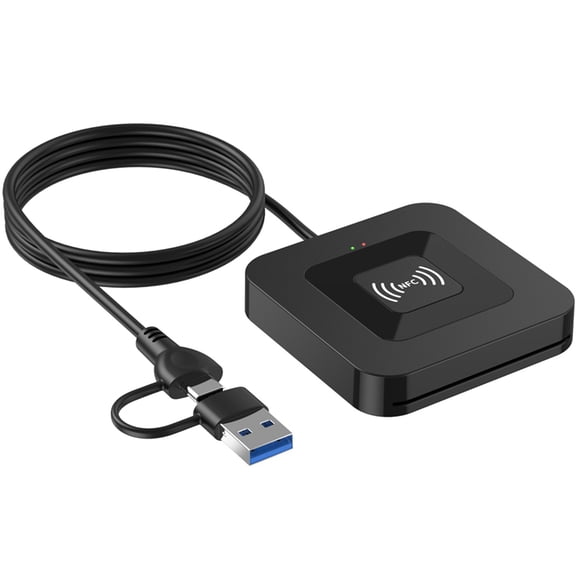 USB 2.0 Smart Card Reader 2-in-1 IC Card Reader with Contact and NFC for Bank ATM Tax Reporting