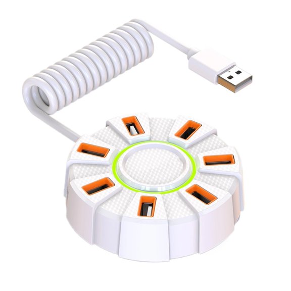 USB 2.0 Splitter 7 Port Plugs Play Hubs With Ambients Lighting External Power Support For Desktop Accessories