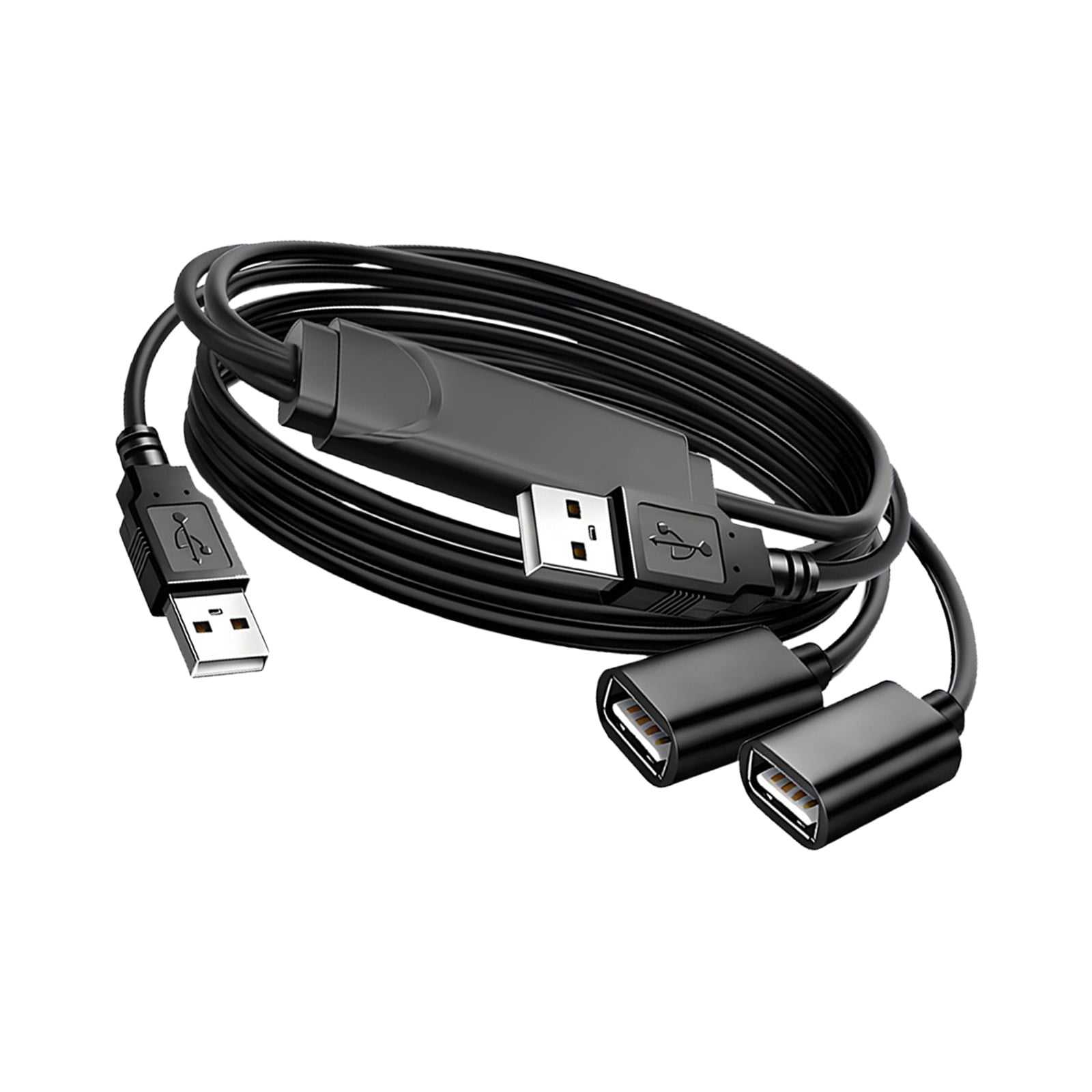 USB 2.0 Splitter Cable 1 Male to 2 Female Ports for Webcam & Mic Sync in Video Conferencing