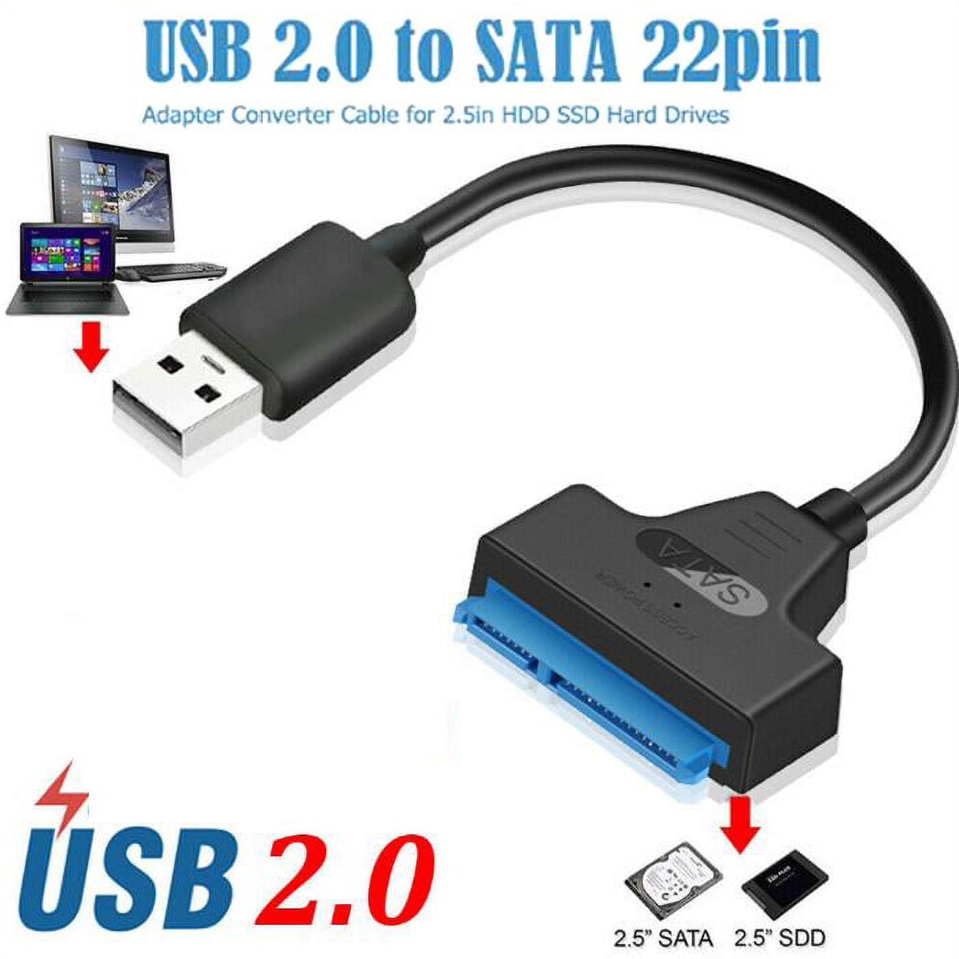 LUOM SATA to USB3.0 Adapter, USB 3.0 to SATA, 22 pin USB Cable 3.0 to SATA  us Adapter for 2.5 inch 3.5 inch HDD SSD Hard Drive, Support UASP, Black  (2.5 inch 3.5 inch) 