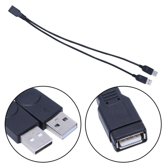 USB 2.0 Type A 1 Female to USB Male for Extra Power Data Extension Cord Adapter Splitter Y-Cable Black