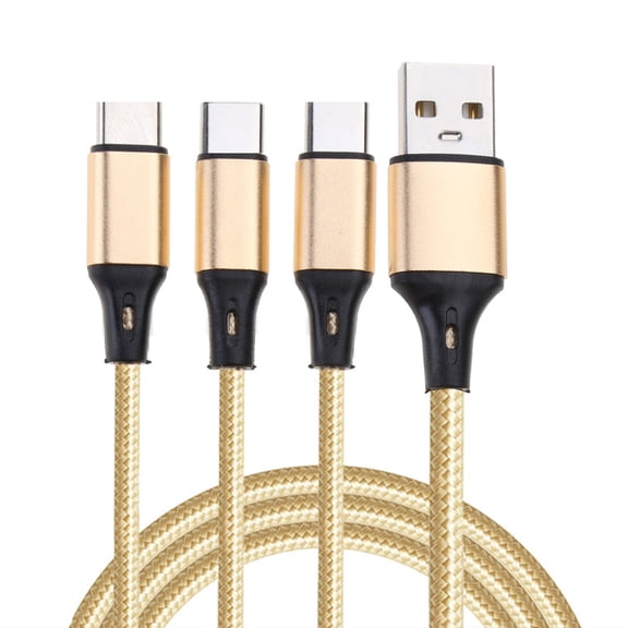 USB A to C Splitter Cable, USB A 2.0 to 3 USB Type C Charing Cable Wire Cord for Phone Tablet Pad