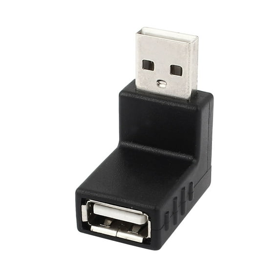 USB 2.0 Type A Male to Female 90 Degree Right Angle Adapter Converter Black