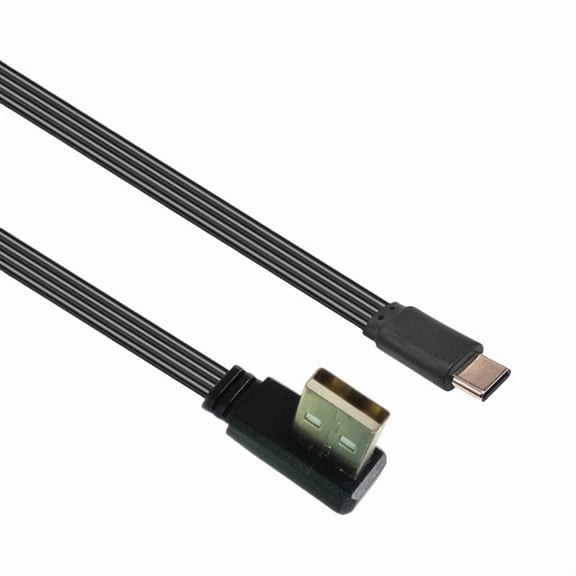 USB 2.0 Type A Male to USB C Type C Male Angled Data Flat Slim FPC Cable for FPV & Disk & Phone