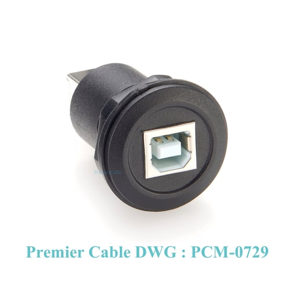 USB 2.0 Type-B Female to Female Coupler Adapter Round Flush Panel Mount USB B Printer Connector for Scanner, External HDD