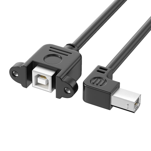 USB 2.0 TypeB Cable for Printers and Scanner Cord with Panel Mount Screws 480Mbps Quick Transfer 90Degree Elbow Optional