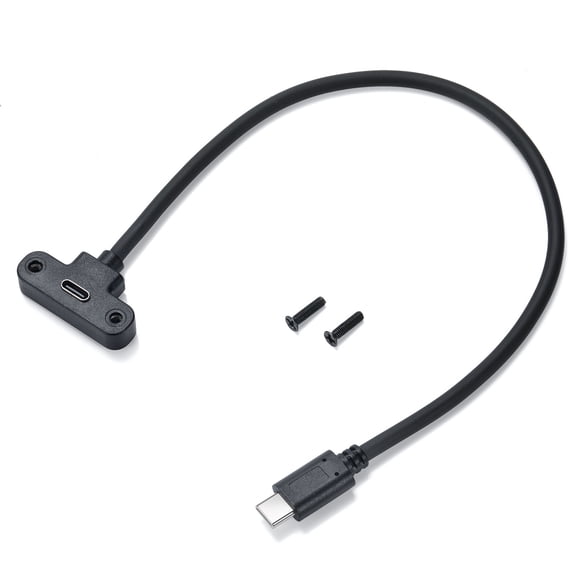 USB 2.0 USB C Male To Female Extension Cable With Panel Mount Screw Hole, 30cm/11.81inch Data Transfer Cord 480Mbps