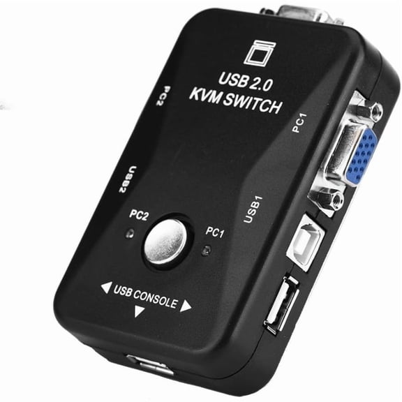 USB 2.0 VGA KVM Switch, 2/4 Port VGA Manual Switching Box Adapter, Video Sharing Adapter, 1920 KVM Switch, for PC, Keyboard, Mouse, Monitor (2 Ports)