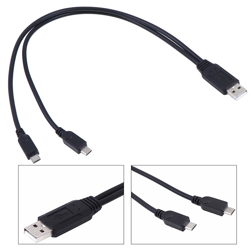 USB 2.0 male to male dual micro usb splitter y charging data cable