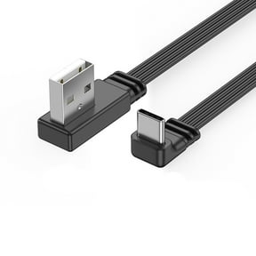USB 2.0 to Type C Data Cable 2A Charging 480Mbps Data Transfer Flat Wire Line 90 Degree Elbow for Tablets Phones
