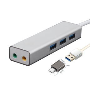 USB 2.1 External Sound Card Hub for Notebooks and PCs - USB Stereo Audio Adapter with Plug, Windows and Mac compatible, Plug and Play (silver)