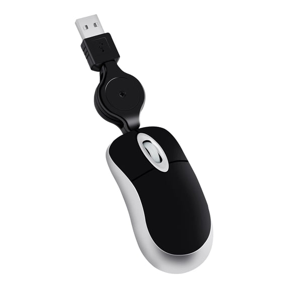 USB 2.4G Mini Retractable Optical Mouse Cute Mini Wired Mouse Retractable Cable Ergonomic Office Computer PC Notebook Gaming Mouse(Black)