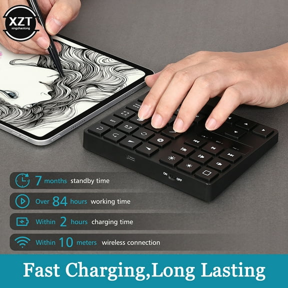 USB 2.4g Wireless Keyboard 35 keys/buttons Multimedia Mute Quiet Keypad Number Digital keyboard Home End Direction Up Down key